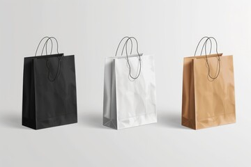 Colorful paper bags on white background, perfect for shopping concept