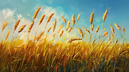 landscape, countryside, agriculture, summer, field, sky, rural, background, grain, horizon, nature, wheat, land, grass, yellow, cereal, season, farm, country, hill, outdoor, green, harvest, bread, clo