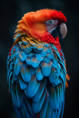 Poster - Bird with feathers that change color based on mood, ranging from deep blues to bright reds,