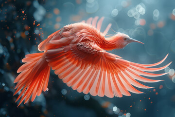 Poster - Alien species with wings of thin membrane, soaring in the dense air of a planet with low gravity,