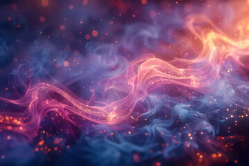 Poster - Visualization of a dragon's breath as a dynamic flow of abstract, colorful smoke and sparks.