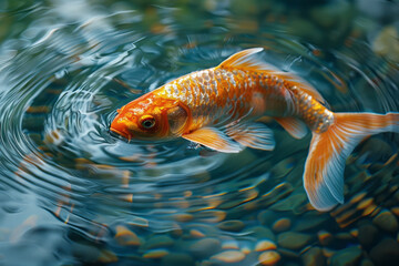 Aufkleber - Artistic image of a fish transitioning into water ripples, symbolizing freedom and return to nature,