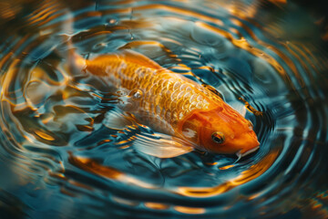 Aufkleber - Artistic image of a fish transitioning into water ripples, symbolizing freedom and return to nature,