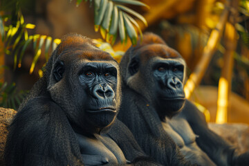 Poster - Gorillas with voice-to-text technology, able to communicate verbally with humans through a digital interface,