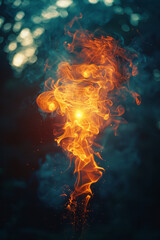 Leinwandbilder - A creature of fire and smoke, its form ever-changing and elusive, like a flickering flame,