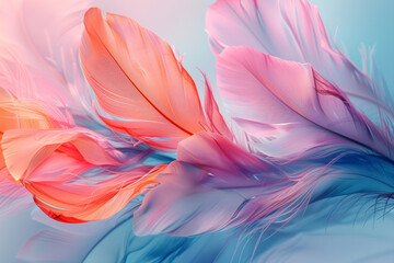 Aufkleber - Artistic rendering of a whisper, soft, feather-like lines in pastel colors gently flowing across the canvas,