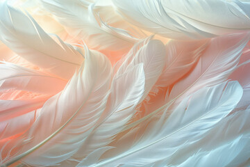 Aufkleber - Artistic rendering of a whisper, soft, feather-like lines in pastel colors gently flowing across the canvas,