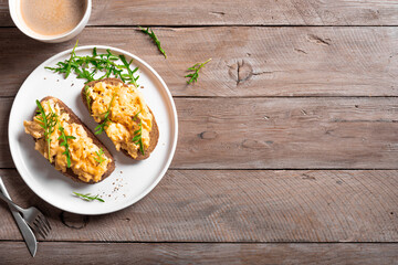 Poster - Scrambled eggs sandwiches with arugula microgreens