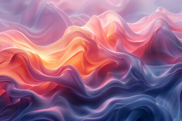 Fototapete - Artistic rendering of a heartbeat at rest, gentle undulating lines in calming colors,