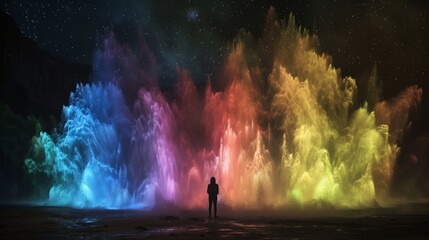 Wall Mural - A magical burst of rainbow powder bursting forth like a supernova