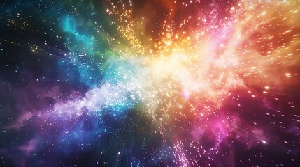 Wall Mural - A magical burst of rainbow powder bursting forth like a supernova