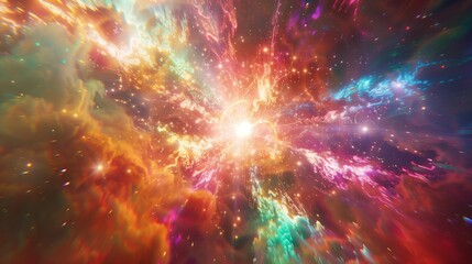 Wall Mural - A magical burst of rainbow powder bursting forth like a supernova