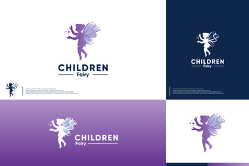 flying fairy, mythology character, children's imagination, logo design template.