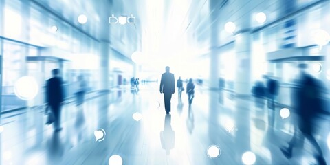 Poster - Connected Workforce: Abstract Network of Human Figures Representing Business Connections and Social Interaction in a Modern, Corporate Environment, Generative AI