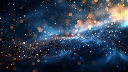 Wall Mural - blue and gold light effect with a sparkling abstract pattern