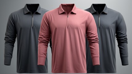 Wall Mural - Men's polo shirts isolated on grey background. 3d rendering