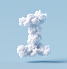 Wall Mural - The number 1 is made of white clouds, floating in the air on a light blue background.