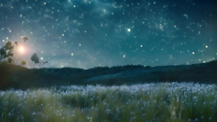 Dark night sky filled with stars over an open field, A backdrop as dark as the night sky