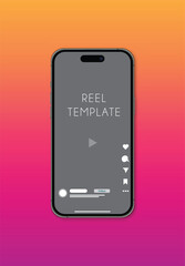 Wall Mural - Reel Realistic model smartphone mockup. Device front view. mobile phone with shadow. Vector illustration Instagram Social Media story Template for Screen Interface Application Mockup, mock ui carousel