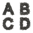 3d render of Nuts and bolts capital letter alphabet - letters A-D