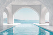 Infinity pool overlooking the sea and mountainous coastline