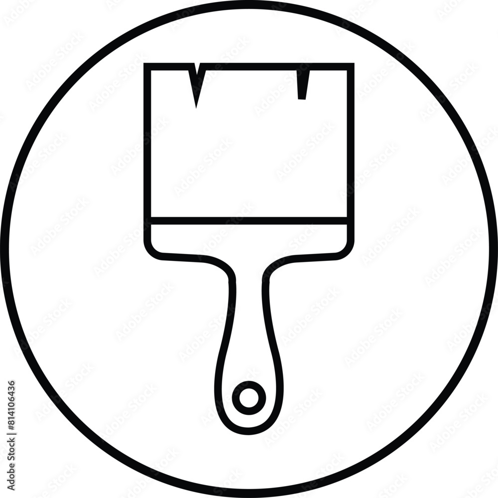 Paint brush black icon in trendy line style isolated on transparent ...
