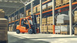 © fotogurme - Illustration of Forklift operator at warehouse, industrial setting, focused work