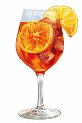 Sticker - Italian Aperol spritz with orange slice illustration