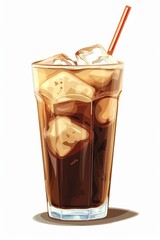 Wall Mural - Vietnamese cold coffee illustration isolated on white background