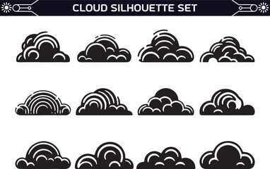 Sticker - Cloud Silhouette Vector Illustration Set