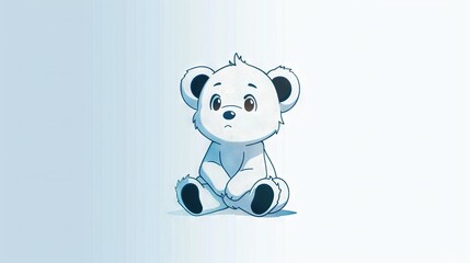 Wall Mural -   A  bear with a sad expression on its face sits on the ground, appearing dejected