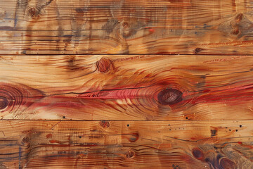 Wall Mural - Raw cedar wood texture with natural red streaks and knotty details.