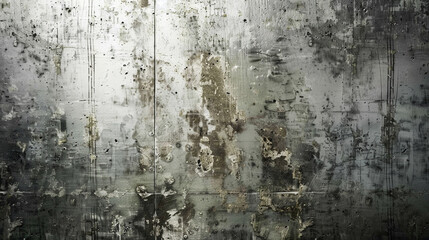 Wall Mural - Raw grunge texture in metallic silver, suitable for industrial and urban-themed projects.