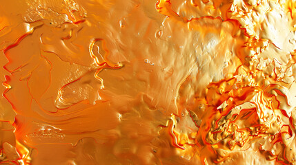 Wall Mural - Rich gold texture with a liquid metal look in vibrant orange, creating a fiery backdrop.