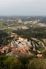 Wall Mural - View of Buildings on the Hillside from the Moorish Castle in Sintra Portugal