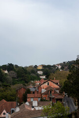 Wall Mural - View of Colorful Buildings Stacked Along a Hillside in Sintra Portugal