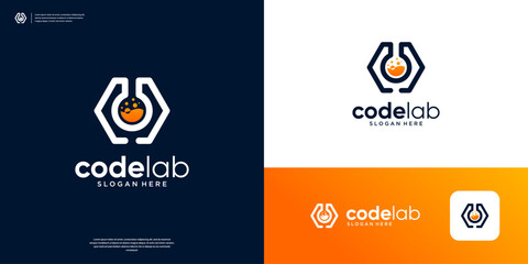 Modern coding lab logo design vector.