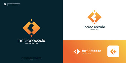 Geometric coding symbol logo design template.