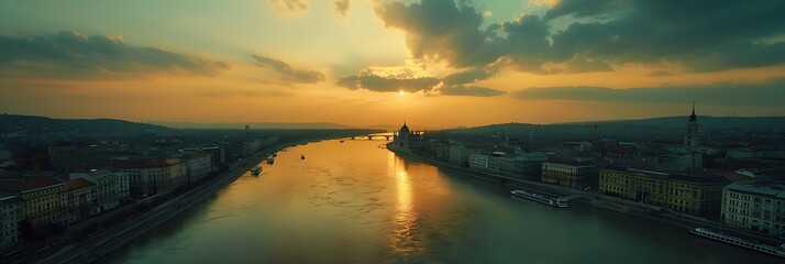 Aerial photography of Budapest, Hungary realistic nature and landscape