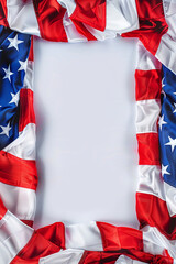 Wall Mural - American patriotic background with copy space. American flag rectangular frame. US frame. American flag patriotic background for greetings. US flag frame. USA patriotic background. US flag banner.