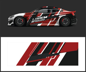 Wall Mural - Car wrap racing livery vector. Abstract stripe racing background for pickup truck