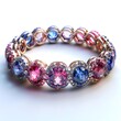 Glamour Theme Diamond Bracelet Flat Design Radiating with Watercolor Color Scheme