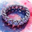 Glamorous Watercolor of Diamond Bracelet Design in Complementary Color Scheme