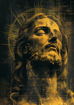 jesus christ, gold color illustration