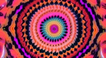 Wall Mural - 3d kaleidoscope mandala abstract background of trippy art psychedelic trance to open third eye with 