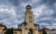 Bell tower and entry to Coronation Cathedral of Holy Trinit in Alba Carolina Citadel, Alba Iulia city, Romania