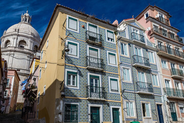 Canvas Print - Houses and National Pantheon in Lisbon city, Portugal