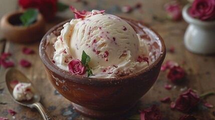 Wall Mural - homemade dairy dessert, perfectly churned homemade batch of cottage cheese ice cream a rich and indulgent treat for any ice cream aficionado