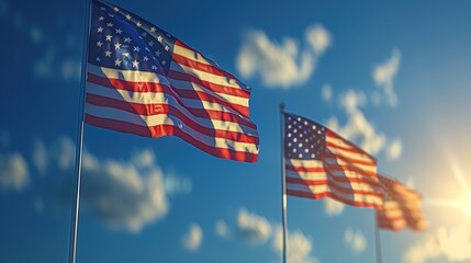 American Flag Wave Close Up for Memorial Day or 4th of July