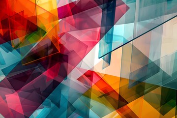 Abstract geometric background with colorful lines.
Triangle shaped translucent Overlaying Planes, Colorful Geometric Shapes Pattern.